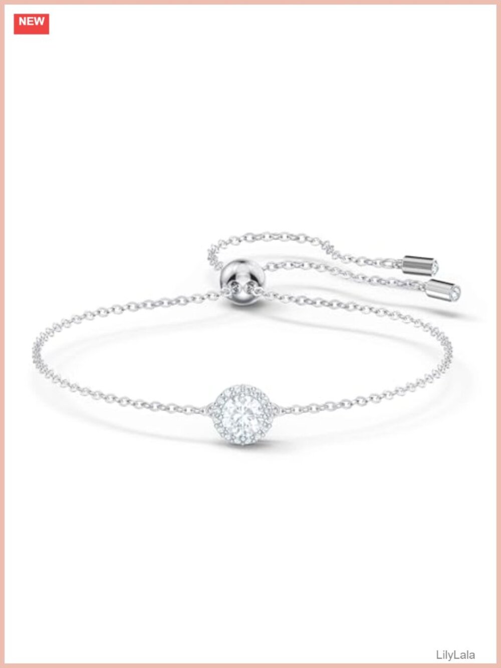 Swarovski Una Angelic Bracelet Cushion Cut Crystal Rhodium Plated Chain